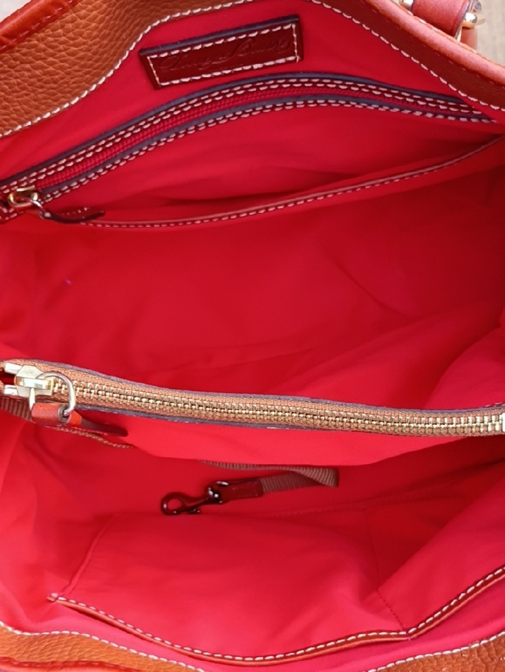 Dooney & Bourke Cognac Brown Pebbled Leather Satchel - Picture 10 of 14